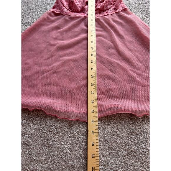 Vintage Victoria’s Secret Teddy XS bubblegum Pink Sheer Lace Babydoll Lingerie - Picture 5 of 7